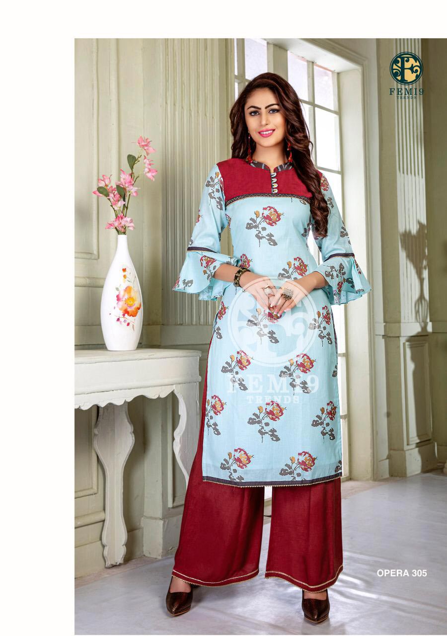 Opera Vol-3 Femi9Trends Rayon Interlock Palazzo Kurti Opera Vol-3 Femi9Trends Rayon Interlock Palazzo Kurti